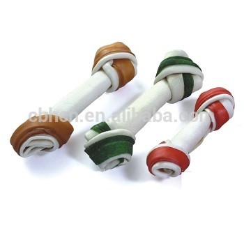 Bi-color knot bone for dog chewing